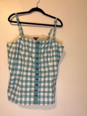 Torrid Blue Gingham Corset Hook Front Cami Top Size 4 Plus Size Cottagecore
